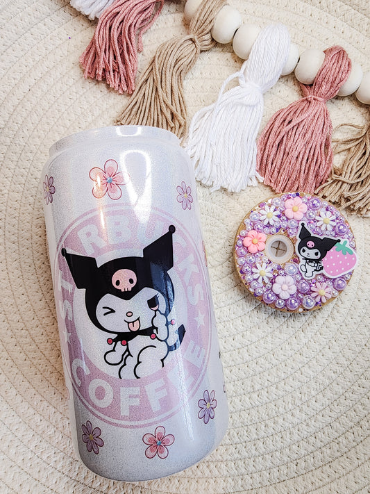 Purple Kitty 16oz Glass Can