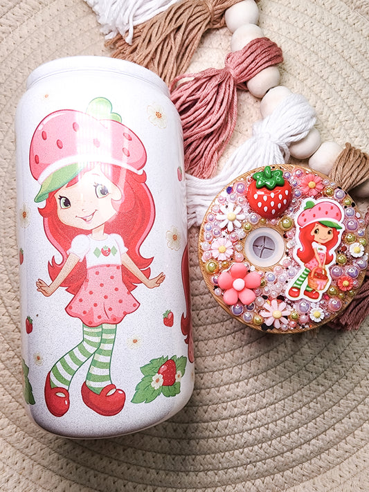 Strawberry Girl 16oz Glass Can