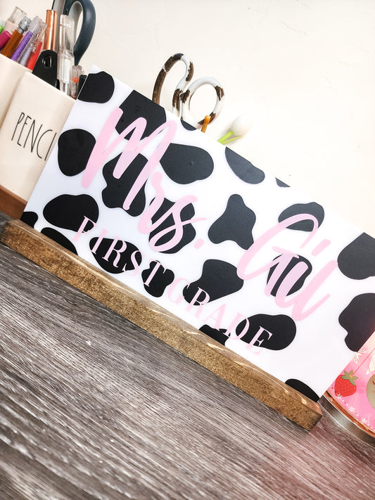 Cow Print Name Plate