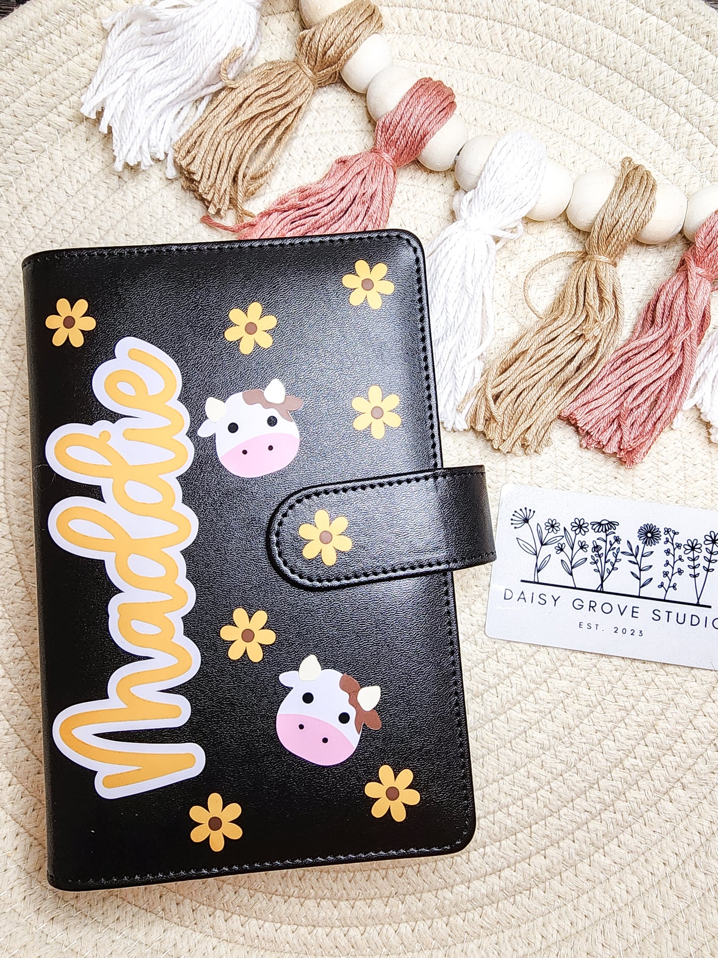 Cows + Sunflowers Personalized Journal Binder A5