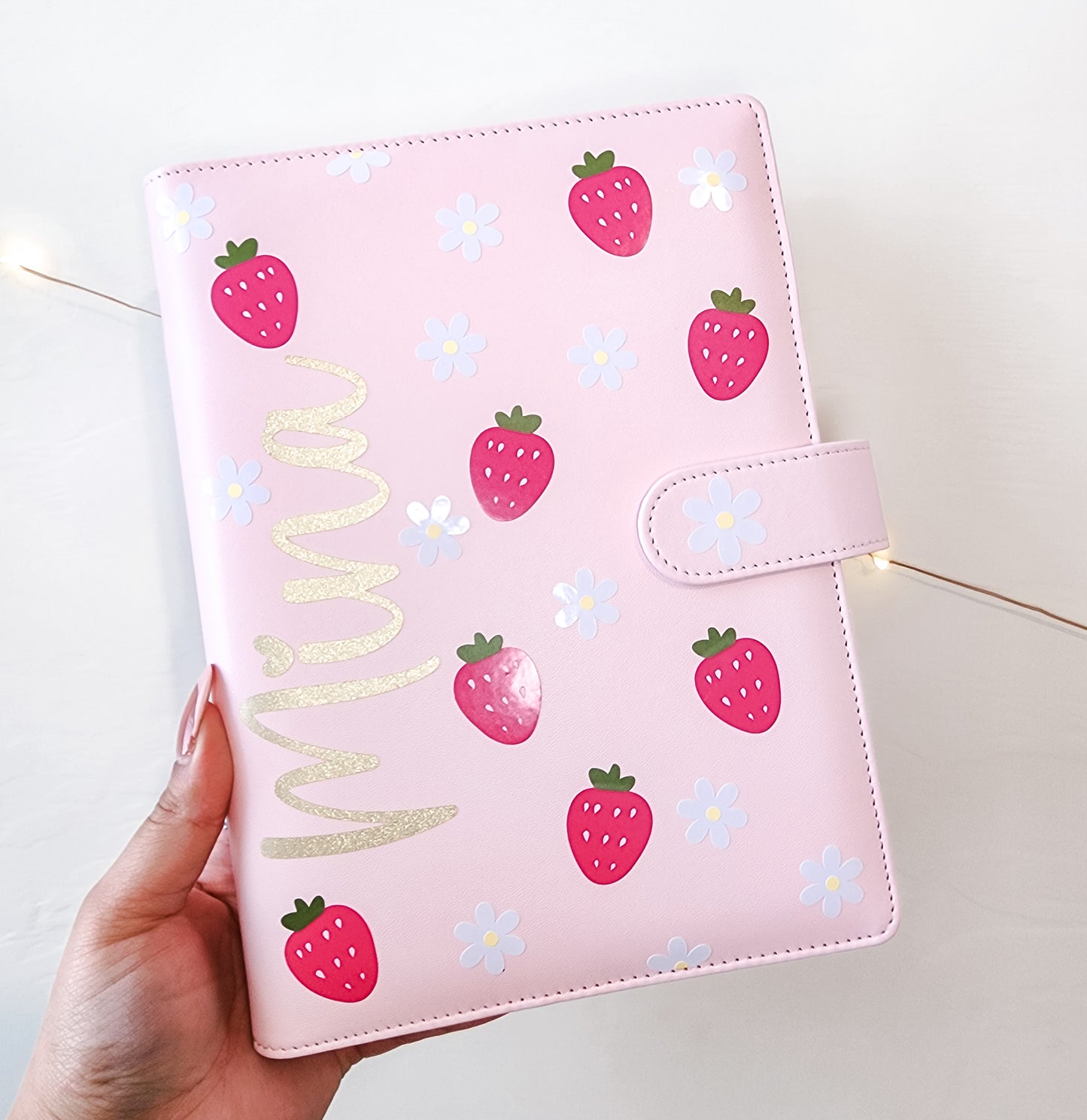 Strawberries + Daisies Personalized Journal Binder A5